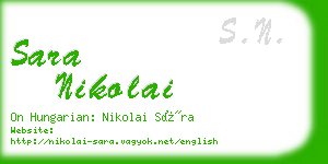 sara nikolai business card